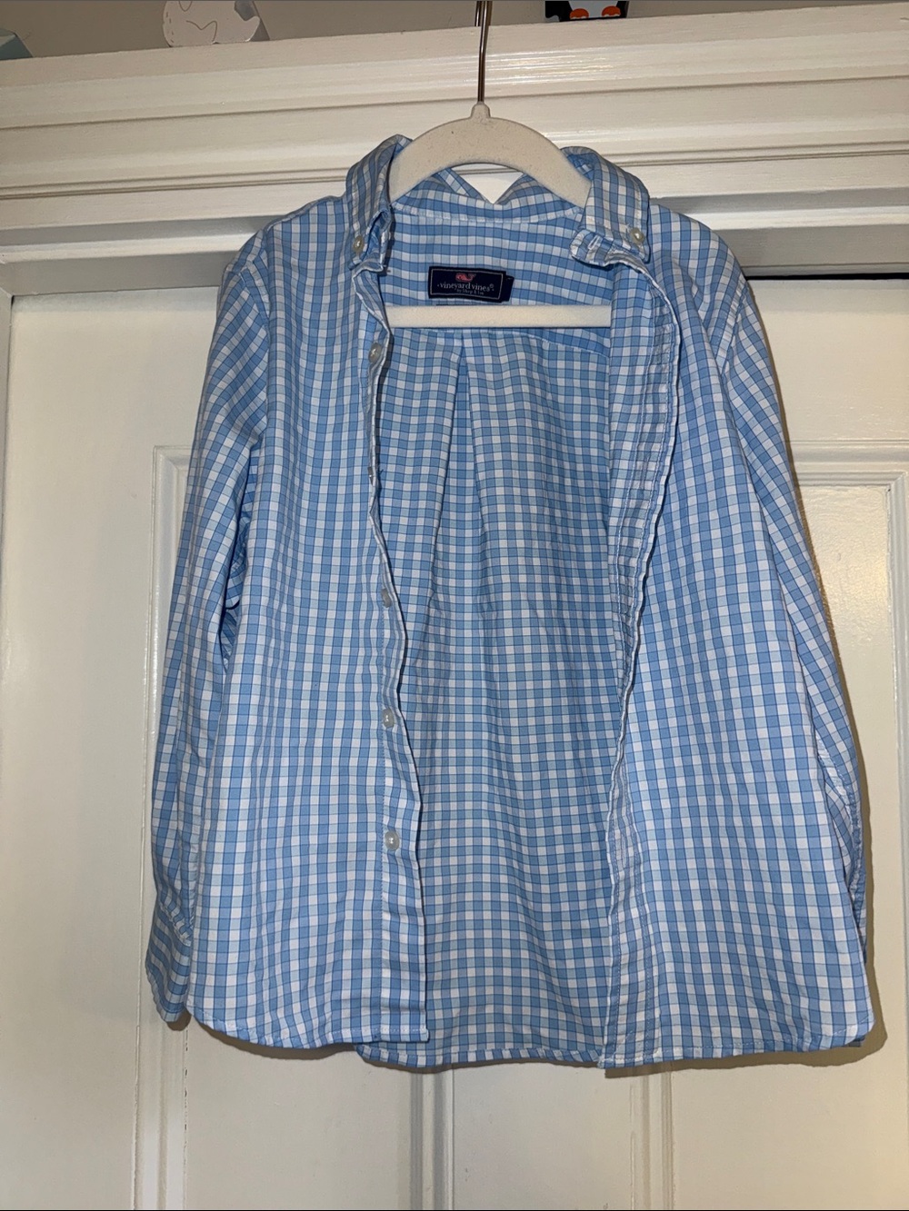 Vineyard Vines size 5 Boyd Blue Gingham Check Button-Up Collared Shirt